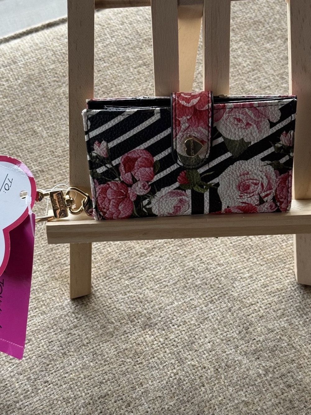 Betsey Johnson Floral Stripes Peggable Wallet